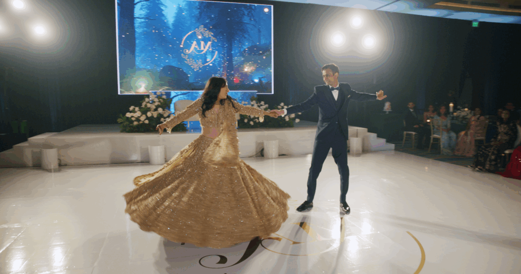 Indian Bride and Groom doing choreographed dance